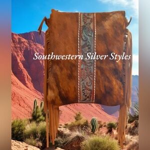 NEW Southwestern Cowgirl Boho Chic Genuine Leather Horse Hair Shoulder Bag